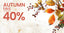 Autumn Sale banner featuring colourful autumn leaves and berries with the text "AUTUMN SALE save up to 40%" prominently displayed.