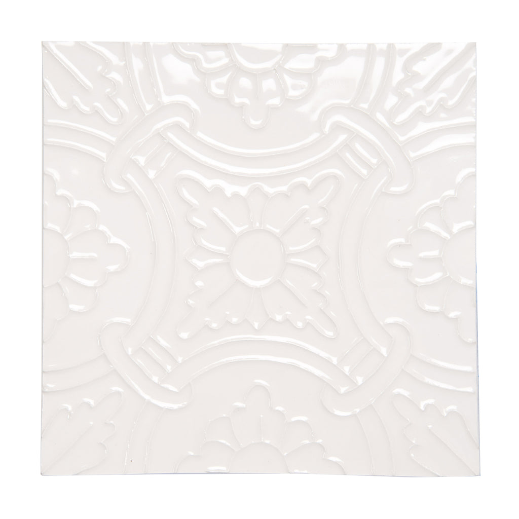 Handmade Hispano Arabe Relief Tiles SN3-WH