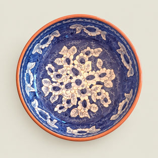 Traditional Floral Terracotta Serving Bowl | PR1 - Hand Painted in Portugal