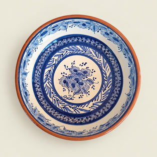 Traditional Floral Terracotta Serving Bowl | PR2 - Hand Painted in Portugal