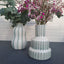 Set of 2 Terracotta Bold Stripes Vases | Sage