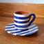 Terracotta Espresso Coffee Cup & Saucer Bold Stripes | Blue