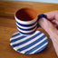 Terracotta Espresso Coffee Cup & Saucer Bold Stripes | Blue