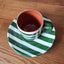 Terracotta Espresso Coffee Cup & Saucer Bold Stripes | Green