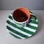 Terracotta Espresso Coffee Cup & Saucer Bold Stripes | Green