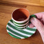 Terracotta Espresso Coffee Cup & Saucer Bold Stripes | Green