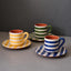 Terracotta Espresso Coffee Cup & Saucer Bold Stripes | Blue