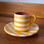 Terracotta Espresso Coffee Cup & Saucer Bold Stripes | Yellow
