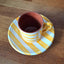 Terracotta Espresso Coffee Cup & Saucer Bold Stripes | Yellow