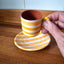 Terracotta Espresso Coffee Cup & Saucer Bold Stripes | Yellow