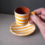 Terracotta Espresso Coffee Cup & Saucer Bold Stripes | Tangerine