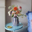 Terracotta Large Gourd Vase | Bold Stripes Blue