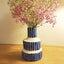 Terracotta Bold Stripes Large Stepped Vase | Blue