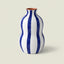 Terracotta Large Gourd Vase | Bold Stripes Blue