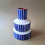 Terracotta Bold Stripes Large Stepped Vase | Blue