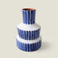 Terracotta Bold Stripes Large Stepped Vase | Blue