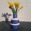 Terracotta Bold Stripes Large Stepped Vase | Blue