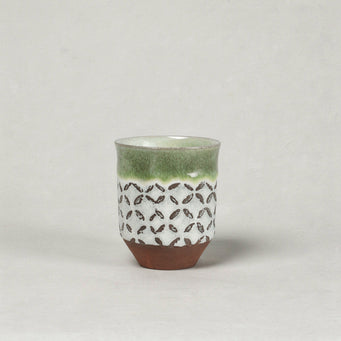 Set of 2 Terracotta Espresso Coffee Cups | Aroma Green & White