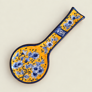Traditional Floral Terracotta Spoon Rest | PR7 - Hand Painted in Portugal