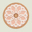 A round ceramic cabinet knob with a light pink and white floral mandala design, featuring a natural cork textured border and a central cork accent, set against a solid light beige background.