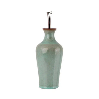 Stoneware Olive Oil Dispenser Bottle + Dip Bowl | Breezy Green