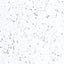 A close-up of a white textured surface with scattered dark gray speckles and faint gray linear patterns, resembling a stone or plaster finish.