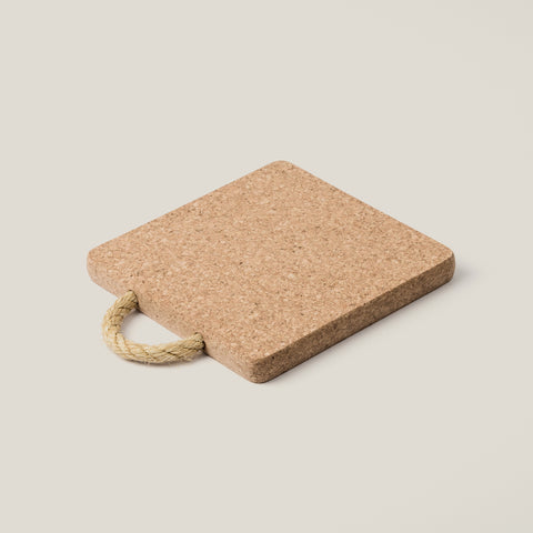 Natural Cork Trivet with Rope Handle | Square