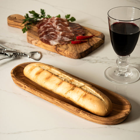 Olive Wood French Bread Dish