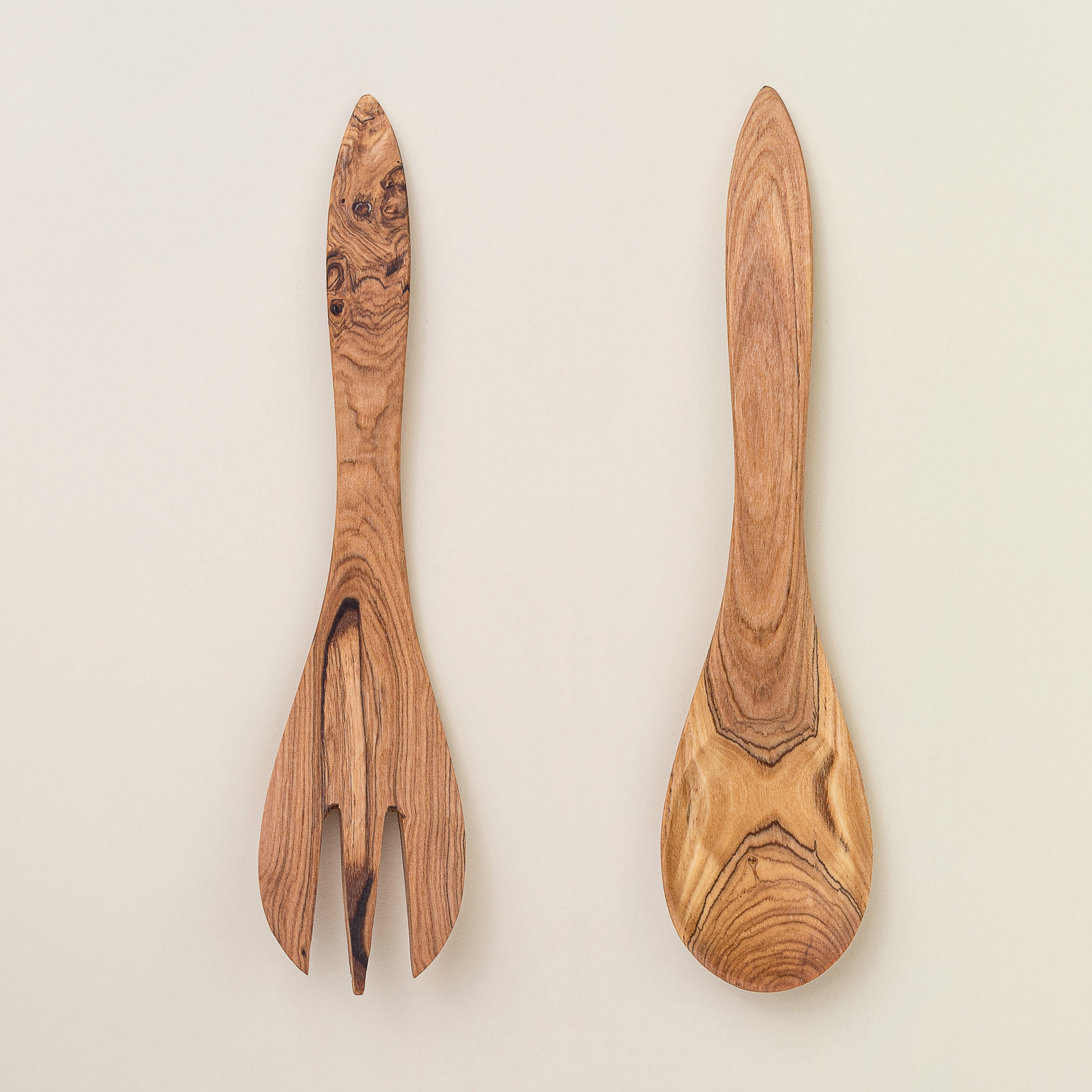 What The Art!® Alzata Per Insalata In Legno D'Ulivo 30 Cm – Posate Fatte A Mano – Regalo Naturale