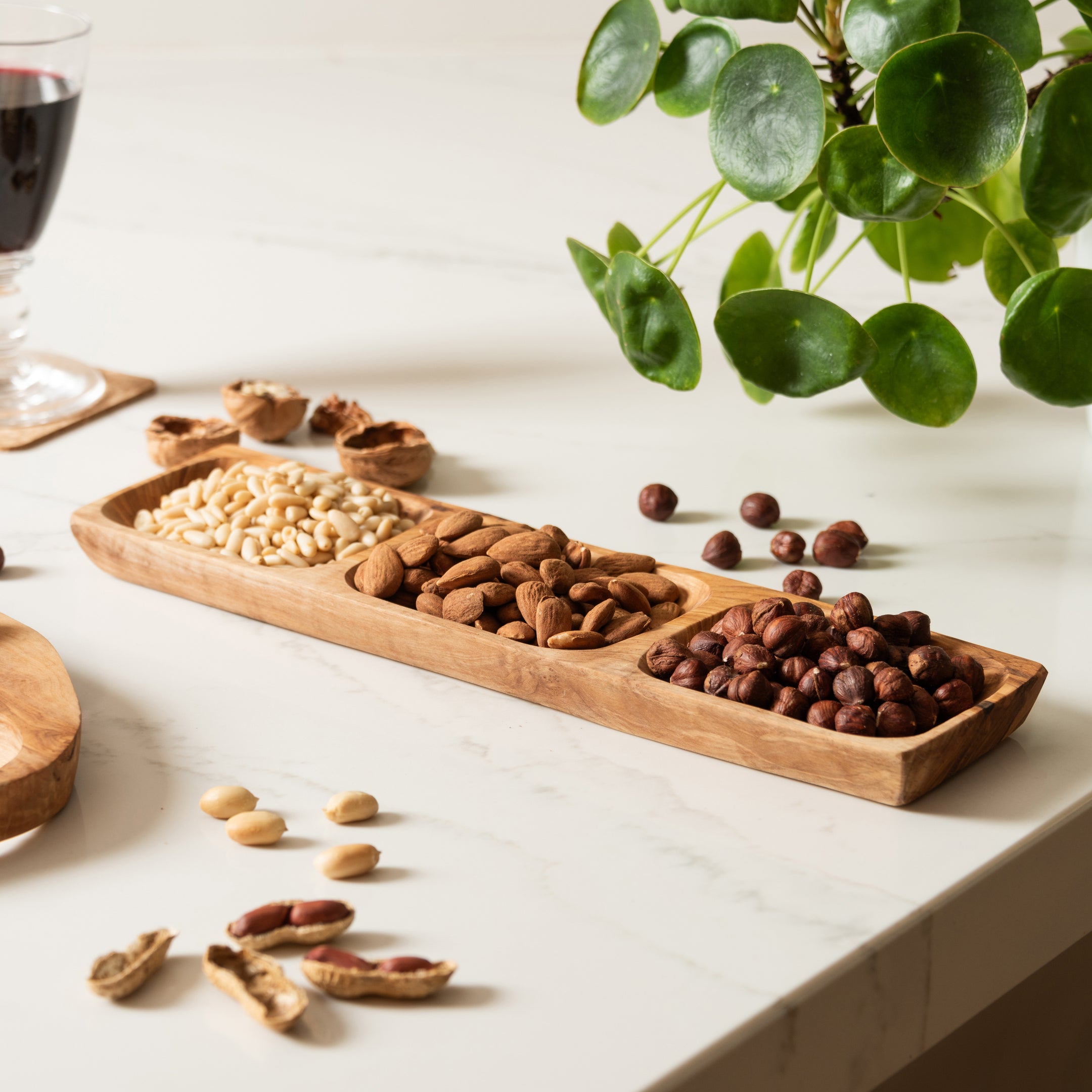 Olive Wood Section Tapas Dish Olive Wood Section Tapas Dish