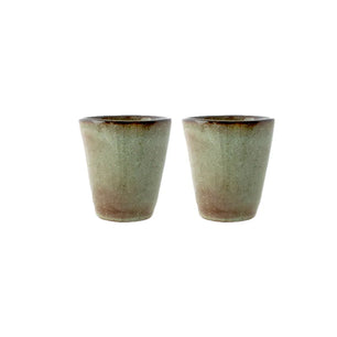 Set of 2 Stoneware Espresso Coffee Cups | Breezy Green