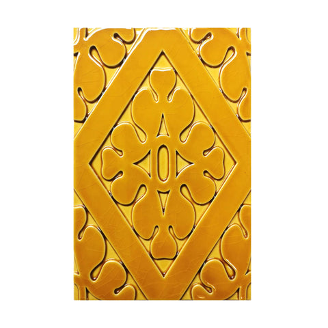 Yellow Abstract Floral Relief Tiles