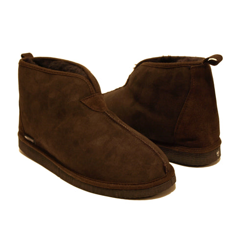 Dark Brown Merino Sheepskin Slipper Boots Thick Soles